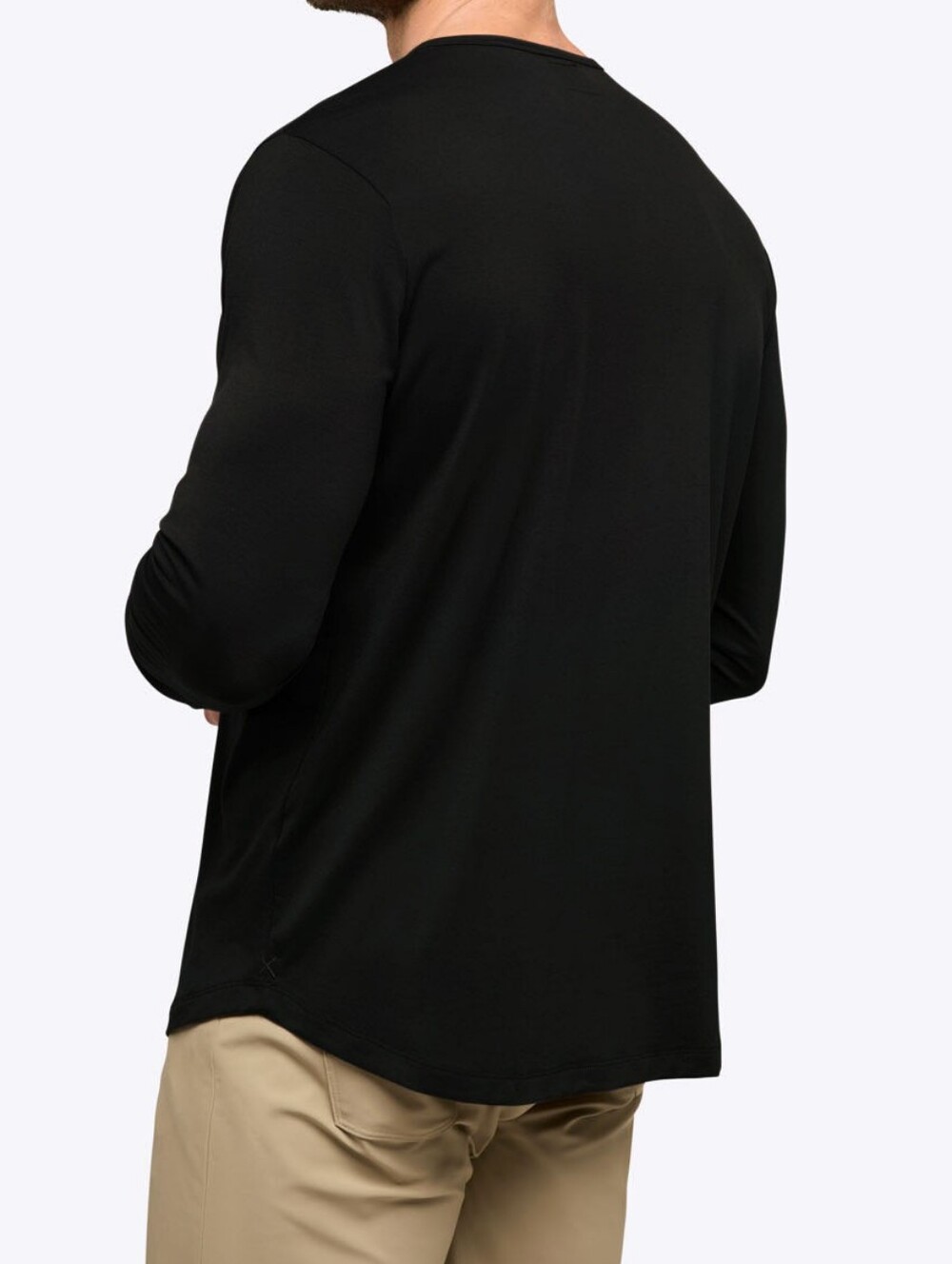 Cuts Men's Curve Hem Black Long-Sleeve Henley Shirt, XL - Picture 3 of 10